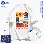 NASA STONE紅色馬里奧純棉短袖t恤男生2025新款卡通休閑上衣學(xué)生半袖情侶裝 白色 S 推薦體重80-90斤