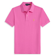 POLO SPORT美國保羅polo衫男小馬標刺繡純棉短袖T恤男經(jīng)典百搭商務(wù)翻領(lǐng)體恤 玫紅色黃標 2XL 建議185-195斤