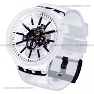 斯沃琪（Swatch）瑞士手表大表盤(pán)鏤空透視果凍透明情侶腕表SO27E100 SO27E101