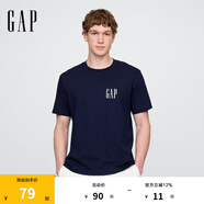 Gap【情人節(jié)】男女裝春季新款印花純棉圓領寬松短袖T恤美版729123 海軍藍 XL 美碼 2XL亞洲碼185/108A