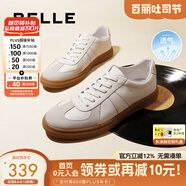 百麗男鞋舒適牛皮休閑鞋商場(chǎng)同款復(fù)古夏季透氣德訓(xùn)鞋52022CM0 白色 43 (265mm)