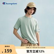 Champion冠軍情侶純棉短袖T恤春夏新款男刺繡小C美式潮牌上衣 淺綠色  XL