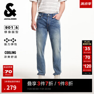 杰克·瓊斯（JACK&JONES）25年男裝牛仔褲男涼感潮流水洗彈力901修身小腳牛仔褲子春夏薄款 中牛仔藍E42 涼感 31 175 W31/L30