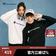 Champion【王俊凱同款】冠軍衛(wèi)衣男春秋基礎(chǔ)款棉質(zhì)美式情侶連帽套頭衫上衣 黑色 2XL