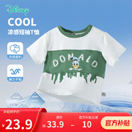 迪士尼寶寶（Disney Baby）童裝男女兒童夏季卡通短袖T恤時尚休閑透氣短袖夏季新款五月專享 ZD2ES017綠白 100