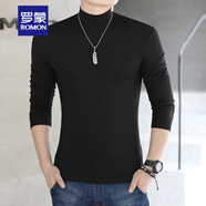 羅蒙（ROMON）【新款上市】男純棉半高領長袖打底衫T恤青中年春秋內(nèi)衣修身體恤 黑色 L (120斤左右)