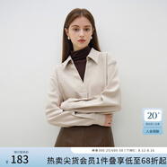 范思藍恩23FS14559通勤干練針梭拼套頭襯衫冬新款假兩件上衣 杏拼咖 XL