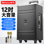 新科M23廣場(chǎng)舞音響戶(hù)外拉桿藍牙音箱三喇叭重低音木質(zhì)箱體家用K歌移動(dòng)擺攤低音炮 12英寸雙話(huà)筒版