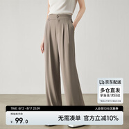 尚都比拉氣質(zhì)通勤OL直筒西裝褲夏裝闊腿褲垂感顯瘦長褲子女 豆沙棕 M 