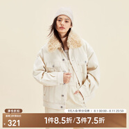 ONLY秋冬復(fù)古翻毛領(lǐng)寬松印花短款牛仔外套女|12340B002 J2G 米白色 S 160/80A