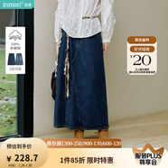 茵曼（INMAN）時(shí)尚繡花女裝立領(lǐng)襯衫洋氣寬松休閑2025夏季新款長袖襯衣 深牛仔藍(lán)半身裙-18438189 M （褲子 27碼）