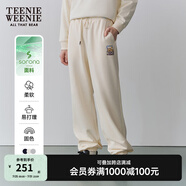 Teenie Weenie小熊女裝簡約索羅娜休閑褲長褲衛(wèi)褲運(yùn)動風(fēng)褲束腳褲女 象牙白 S (160)