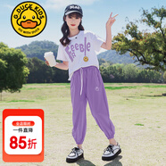 G.DUCKKIDS小黃鴨童裝女童夏裝套裝夏季2024兒童衣服女孩洋氣字母運動兩件套 FEE 紫色 120 建議5~6歲【110-120cm】