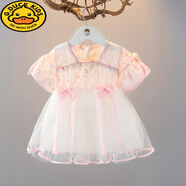 G.DUCKKIDS漢服女童連衣裙新款夏季洋氣1-3-4女寶寶公主裙紗裙夏裝嬰兒裙子 熱售粉紅色 73 cm 建議年齡6-9個月  14-18