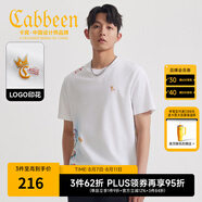 卡賓（CABBEEN）【索羅娜涼感】短袖男士T恤彩繪卡通繡花舒適潮流夏季短袖T恤男 米白色12（舒適版型） XL /180/52