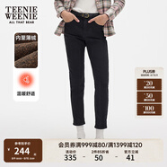 Teenie Weenie小暖爐小熊修身牛仔褲黑色加絨小腳褲緊身牛仔褲女裝 黑色 M (165)