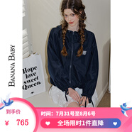 香蕉寶貝（BANANA BABY）商場同款2025年春新款蝴蝶結(jié)帶帽休閑薄風(fēng)衣外套女春新款B251W081 寶藍(lán) M