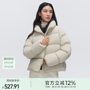 Basic House/百家好小個(gè)子短款羽絨服女冬季時(shí)尚加厚面包服外套 米色 M