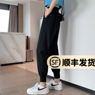 幻黛仿羊羔絨運動褲女加絨加厚冬季韓版休閑褲潮流棉褲寬松束腳學生 黑色（不加絨） XL