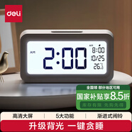 得力（deli）兒童節(jié)禮物多功能背光電子鬧鐘兒童智能鐘學生專用起床神器開學必備 白LE103