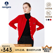 Navigare意大利小帆船打底針織衫女士秋冬款開衫配裙子圓領氣質(zhì)內(nèi)搭毛線衣 大紅 S 碼