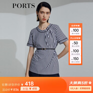 PORTS寶姿 新品女裝上衣SL8N001KCE010 丈青白條紋 M