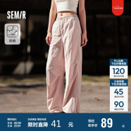 森馬[防曬 UPF50+]休閑褲女質感長褲夏季闊腿傘兵褲109324127011