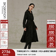 例外（EXCEPTION）新中式春秋款系帶浮雕提花設計寬松氣質(zhì)長(cháng)袖連衣裙 黑色/99 S