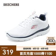斯凱奇（Skechers）男士綁帶運(yùn)動鞋網(wǎng)面輕便緩震健步鞋232395 白色/海軍藍(lán)色/WNV 42