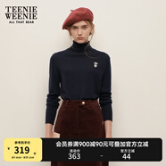 Teenie Weenie小熊女裝春季簡(jiǎn)約時(shí)尚休閑雙層高領(lǐng)針織毛衣打底衫 藏青色 L 170
