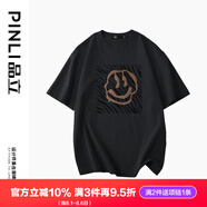 品立（PINLI）短袖T恤男100%純棉夏季新款男裝圓領(lǐng)休閑男士半袖體恤 黑色 3XL 190