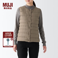 無(wú)印良品 MUJI 女式 便攜式 無(wú)領(lǐng) 羽絨背心BDC30C2A舒適輕薄保暖蓬松馬甲 米色 L