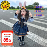 G.DUCKKIDS童裝洛麗塔公主裙女童連衣裙春秋季新款朱迪兔子警官生日禮服兒童 娃娃領(lǐng)朱迪裙+領(lǐng)帶+短褲【不加絨】 100 尺碼2~3歲【 90-100cm】