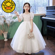 G. DUCKKIDS兒童高端禮服女童生日公主花童婚禮小女孩主持人鋼琴演奏演出服 2355白色禮服 收藏+皇冠  兒童節(jié) 120