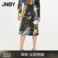 江南布衣（JNBY）夏女裝半身裙八芒星音符印花A型純棉裙子5N4D16040 901/多彩混雜/漸變 XS
