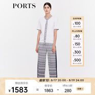 PORTS寶姿商場(chǎng)同款早秋新款女裝Logo系帶裝飾針織上衣LD9K712LKE017 奶白色 M