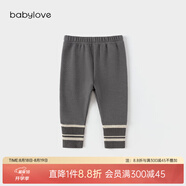 babylove嬰幼兒打底褲春秋款加絨保暖褲子男女寶寶休閑褲百搭長褲 林地灰 80 cm