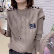 品牌折扣專柜輕奢女裝休閑上衣新款百搭毛衣女秋冬短袖內(nèi)搭打底衫 駝色 常規(guī) M 建議90-105斤
