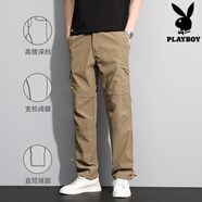 花花公子休閑褲男春秋季速干褲子男款休閑2025新款春秋登山?jīng)_鋒長(cháng)褲 A835卡其色 5XL 40-41碼體重195-210斤