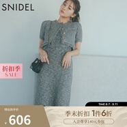 SNIDEL2025春夏新品簡約毛邊圓領(lǐng)無袖后開叉針織連衣裙SWNO251097 混合色 S (0)