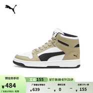 彪馬（PUMA）經(jīng)典復古籃球風(fēng)熊貓配色中幫板鞋男女REBOUND MID369573 橡樹(shù)棕-黑色-白-50 40