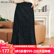 Olrain歐芮兒法式黑色半身長(cháng)裙女秋冬新款氣質(zhì)顯瘦魚(yú)尾直筒裙子 黑色 L