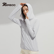 Simboo防曬衣男女戶外釣魚防曬服夏季冰絲防紫外線輕薄皮膚風(fēng)衣防曬服 9108銀灰女可拆帽檐 4XL