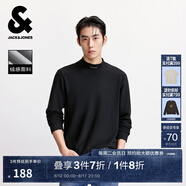 杰克·瓊斯（JACK&JONES）25年男裝秋季半高領(lǐng)舒適德絨打底衫男長袖T恤內(nèi)搭休閑高彈上衣 E40 黑色 M 175