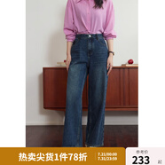 獨(dú)束大碼女裝復(fù)古高腰立裁空氣感牛仔褲女春季新款微胖mm直筒長(zhǎng)褲子 復(fù)古牛仔藍(lán) XL
