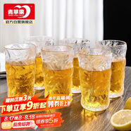 青蘋(píng)果冰川石紋玻璃水杯 加厚家用耐熱玻璃杯茶杯果汁日式杯子高款6只