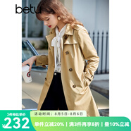 betu百圖女裝中長款風(fēng)衣女雙排扣大衣新款英倫風(fēng)長外套JD2101T34 卡其色 M