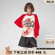 LALABOBO[蘇新皓同款]純棉寬松長袖t恤男女多巴胺個性涂鴉上衣潮RBDC-DT12 紅色 S