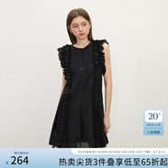 范思藍恩木耳邊約會(huì )百褶裙女2025夏新款精致重工連衣裙2503 黑色 M