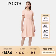 PORTS寶姿女裝春夏新品溫柔風(fēng)氣質(zhì)短袖圓領(lǐng)中長(cháng)三醋酸連衣裙 粉色-1 M (6)